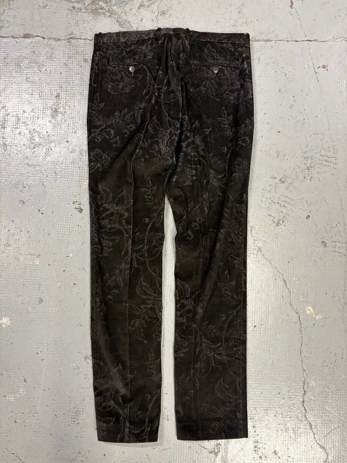 2000s Gucci Black Viscose Flower Nature Pants - Image 6
