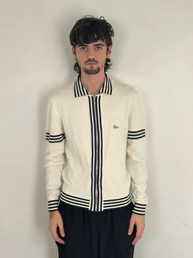 2000s Gucci Black & White Signature Cardigan Zip-up Sweater - Image 2
