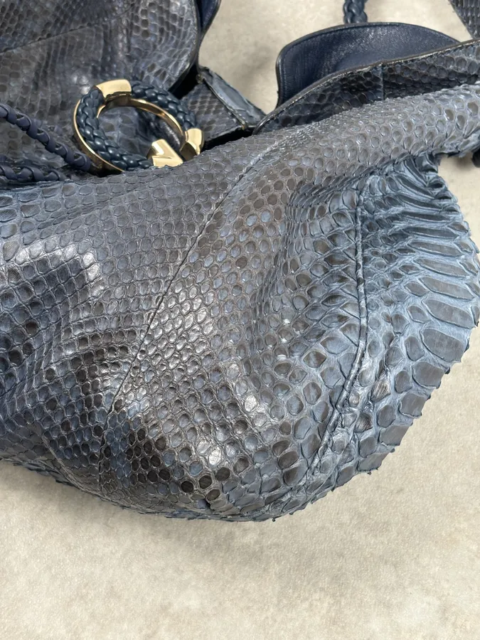 2000s Gucci Blue Python Navy Leather Bag by Tom Ford - Image 10