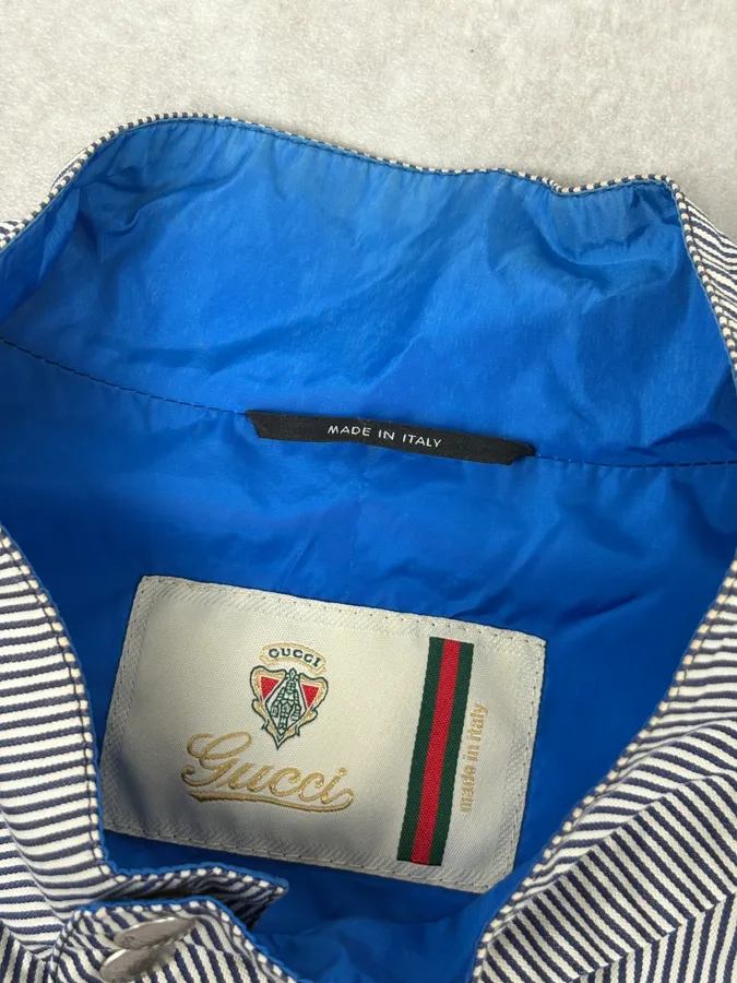 2000s Gucci Blue Striped Light Jacket - Image 5