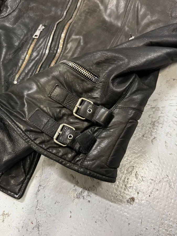 2000s Gucci Brown Asymmetrical Zip Biker Leather Jacket - Image 10