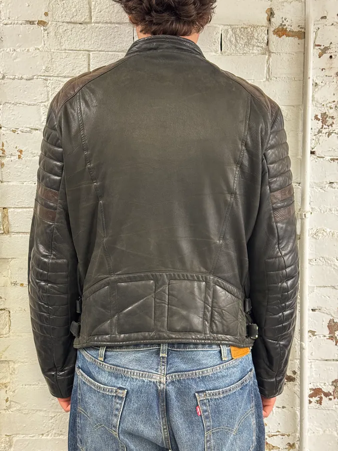2000s Gucci Brown Asymmetrical Zip Biker Leather Jacket - Image 3