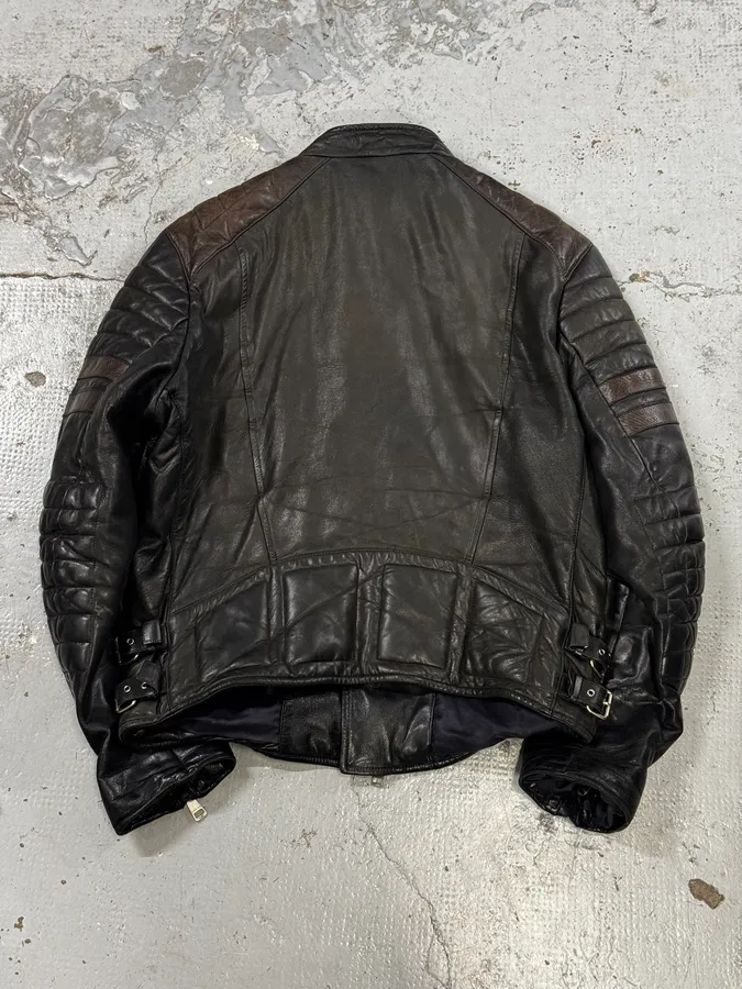 2000s Gucci Brown Asymmetrical Zip Biker Leather Jacket - Image 4