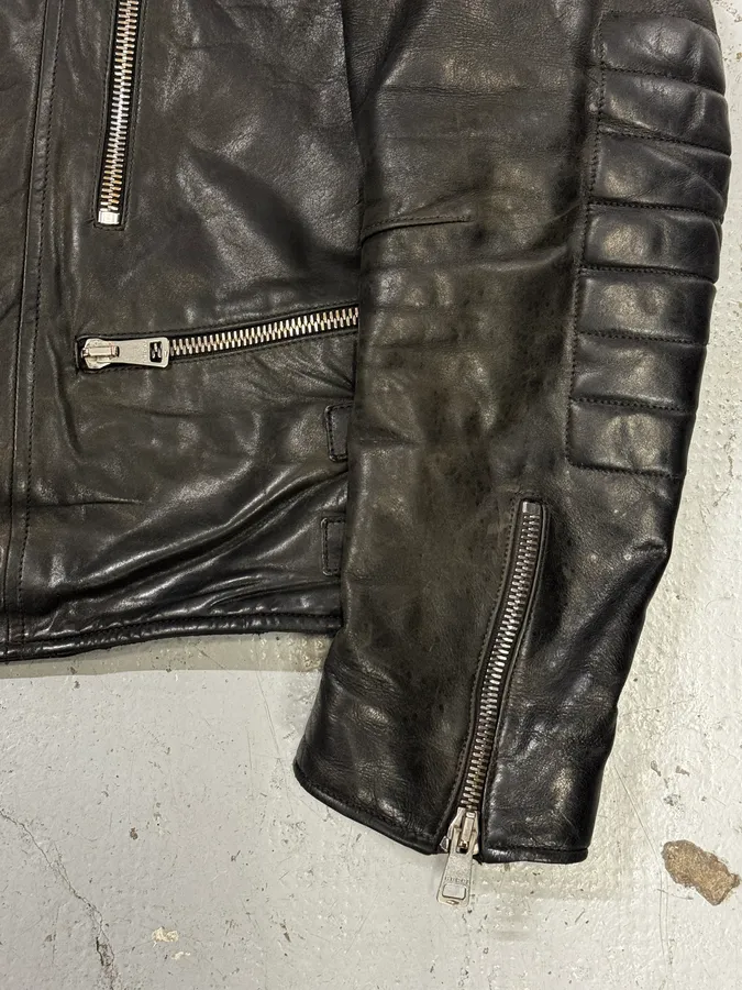 2000s Gucci Brown Asymmetrical Zip Biker Leather Jacket - Image 8