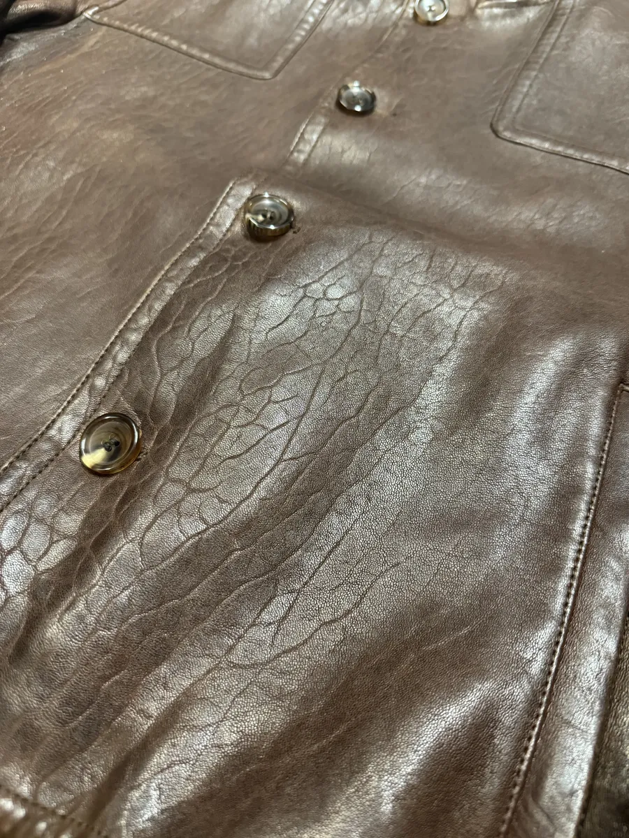 2000s Gucci Brown Buttoned Minimalistic Leather Jacket - Image 11