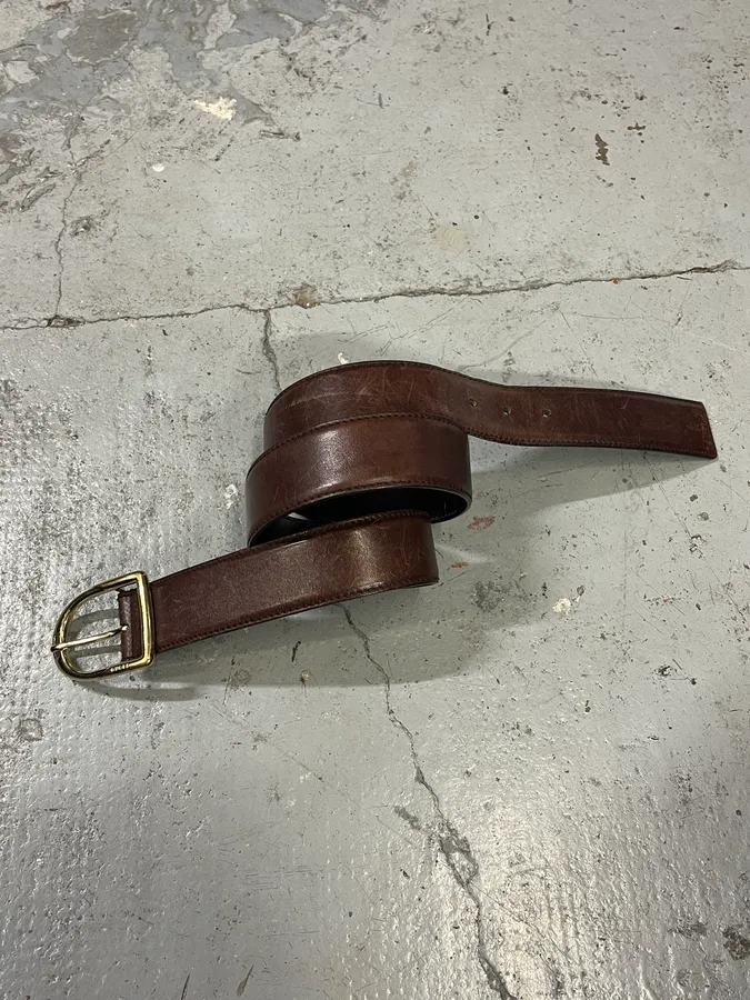 2000s Gucci Brown Eroded Leather Belt - Image 7