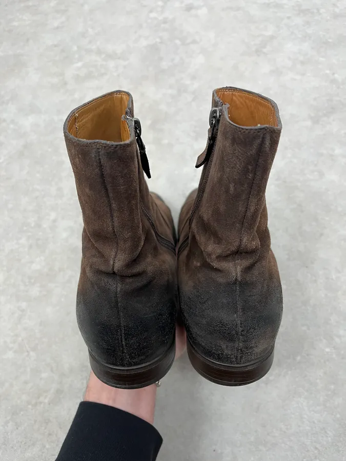 2000s Gucci Brown Eroded Leather Boots - Image 6