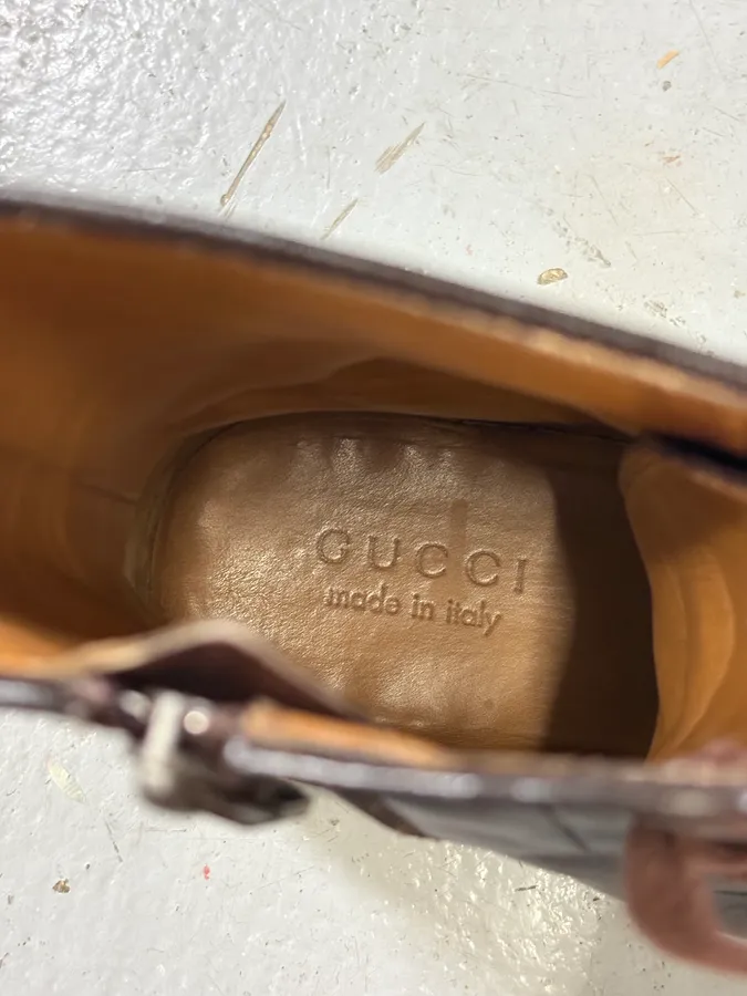 2000s Gucci Brown Eroded Leather Boots - Image 10