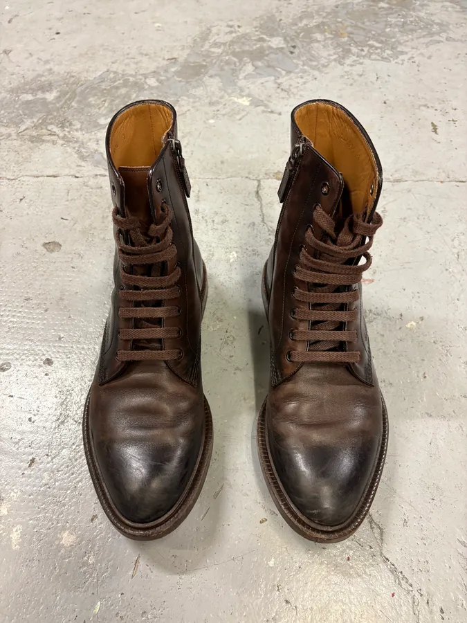 2000s Gucci Brown Eroded Leather Boots - Image 2