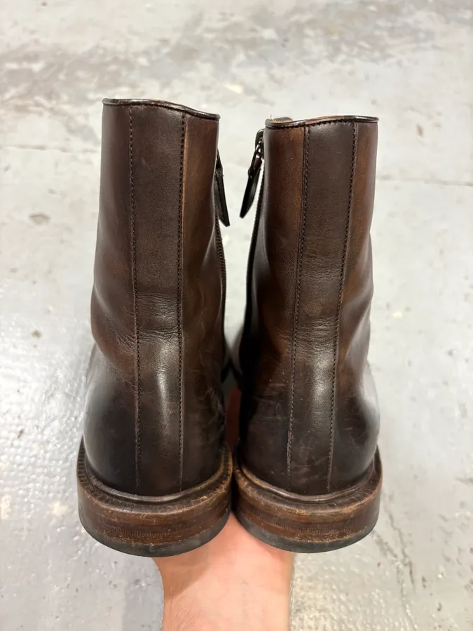 2000s Gucci Brown Eroded Leather Boots - Image 6