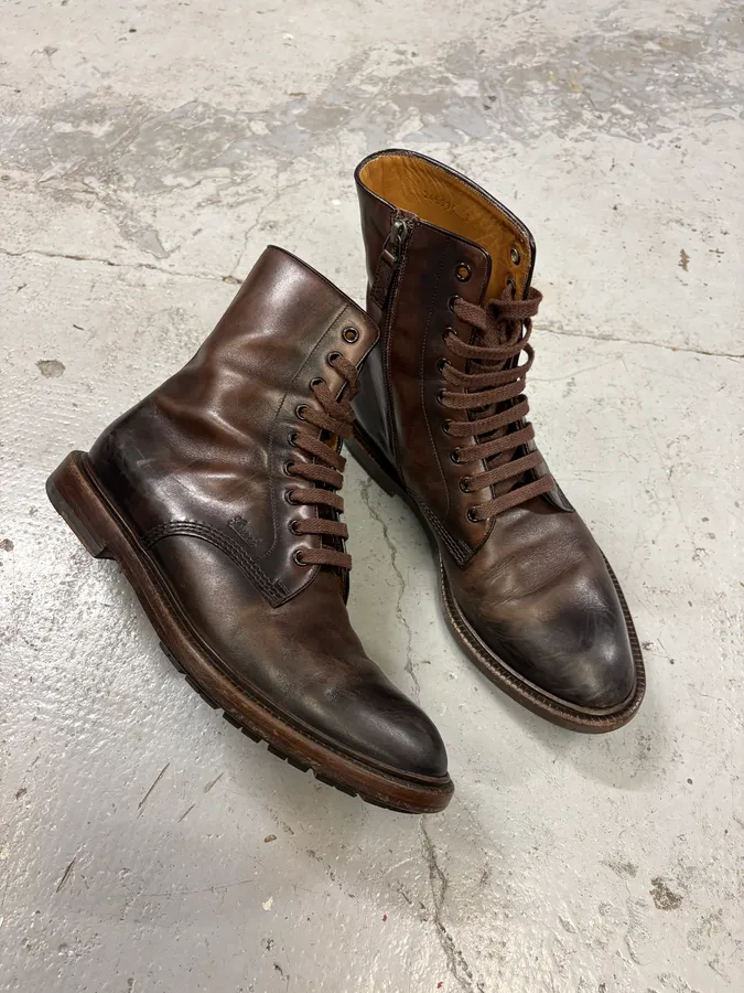 2000s Gucci Brown Eroded Leather Boots - Image 7