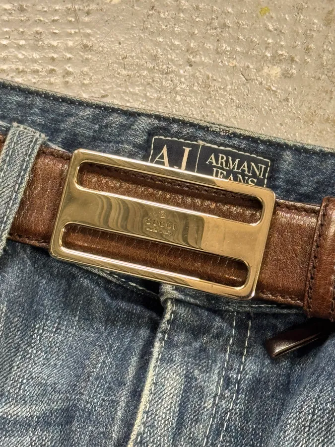 2000s Gucci Brown Leather Belt - Image 2