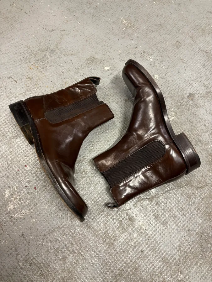 2000s Gucci Brown Leather Chelsea Boots - Image 7