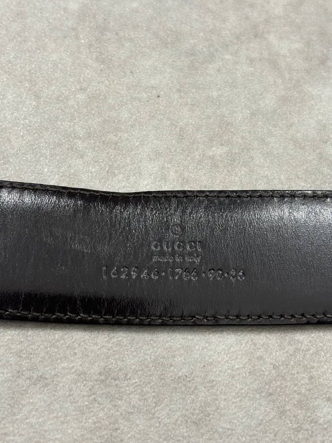 2000s Gucci Brown Monogram Leather Belt GG Buckle - Image 9