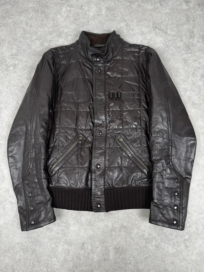 2000s Gucci Brown Quilted Leather Jacket