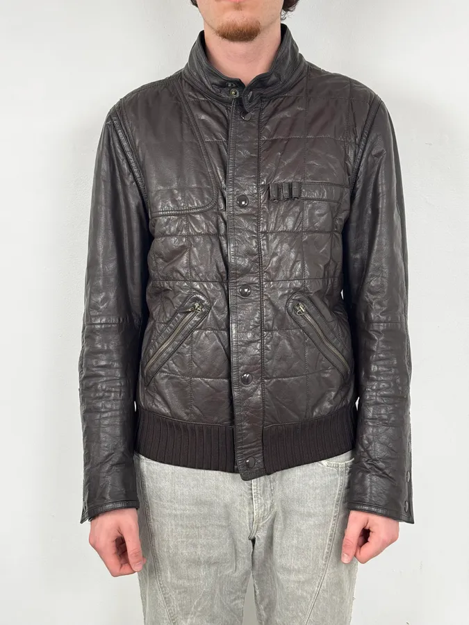 2000s Gucci Brown Quilted Leather Jacket - Image 2