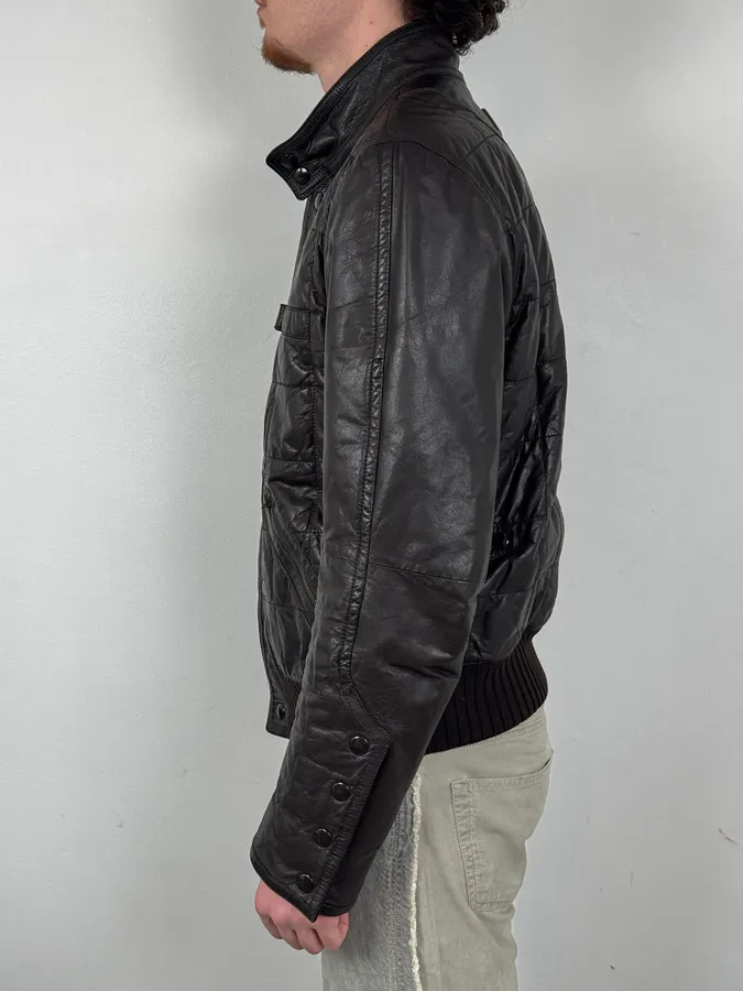 2000s Gucci Brown Quilted Leather Jacket - Image 3