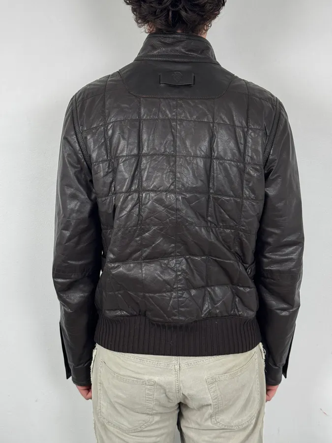 2000s Gucci Brown Quilted Leather Jacket - Image 4