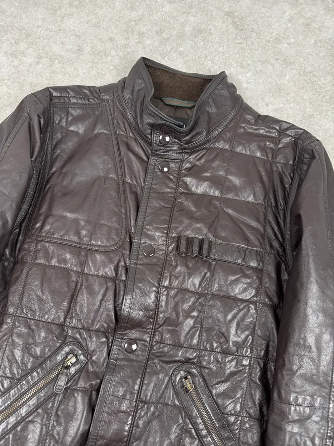 2000s Gucci Brown Quilted Leather Jacket - Image 6