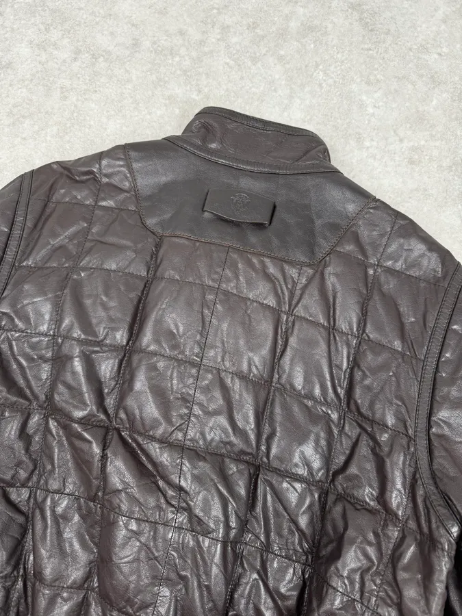 2000s Gucci Brown Quilted Leather Jacket - Image 7