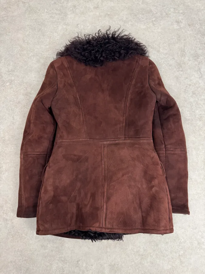 2000s Gucci Brown Shearling Leather Buttoned Jacket - Image 7