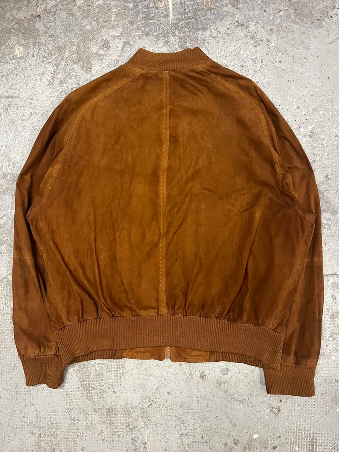 2000s Gucci Brown Suede Bomber Jacket - Image 2