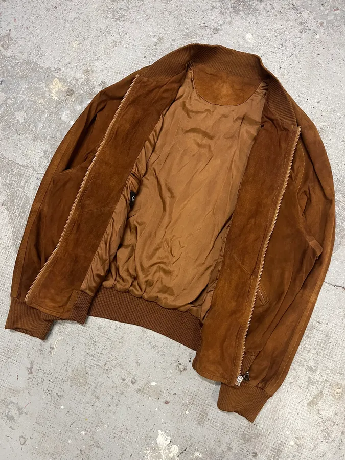 2000s Gucci Brown Suede Bomber Jacket - Image 6