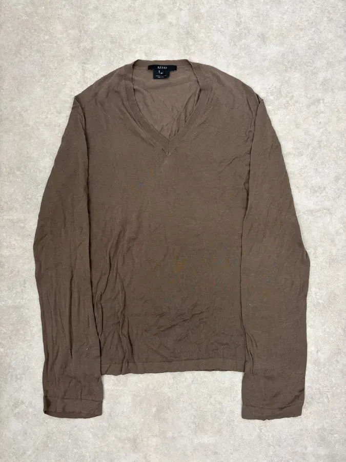 2000s Gucci Brown V Neck Sweater