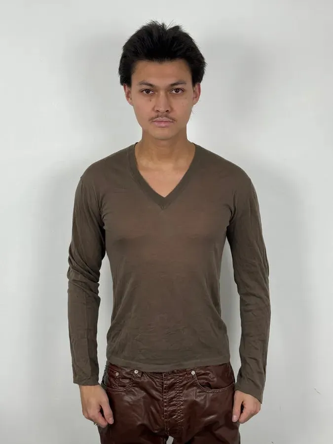 2000s Gucci Brown V Neck Sweater - Image 2