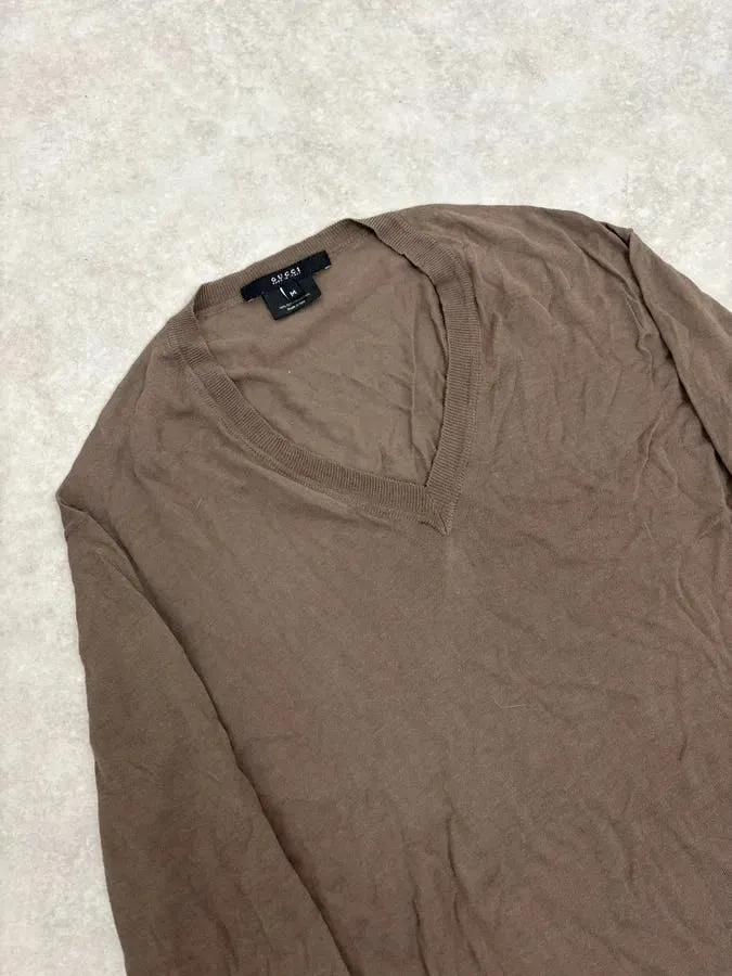 2000s Gucci Brown V Neck Sweater - Image 6
