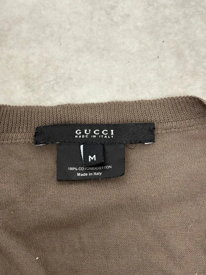 2000s Gucci Brown V Neck Sweater - Image 8