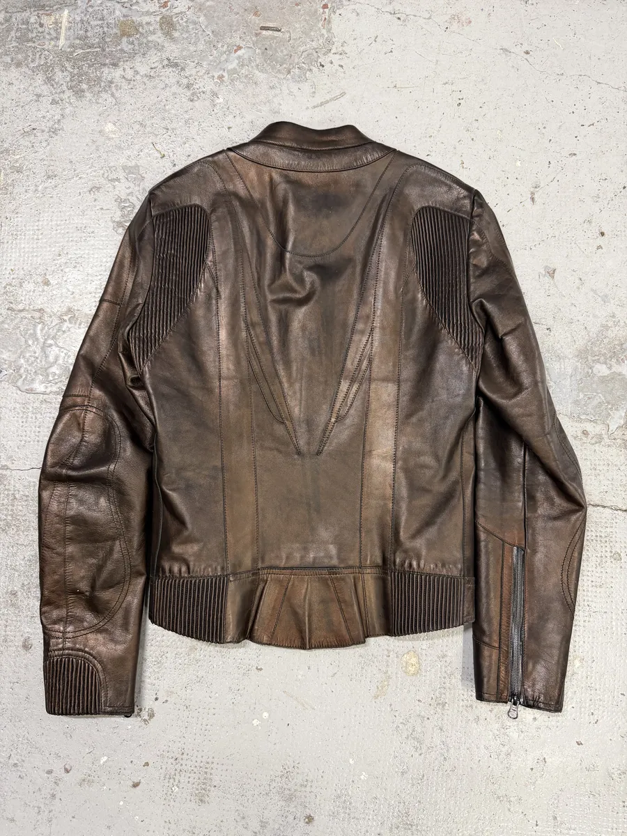 2000s Gucci Brut Avant-Garde Biker Leather Jacket by Tom Ford - Image 2