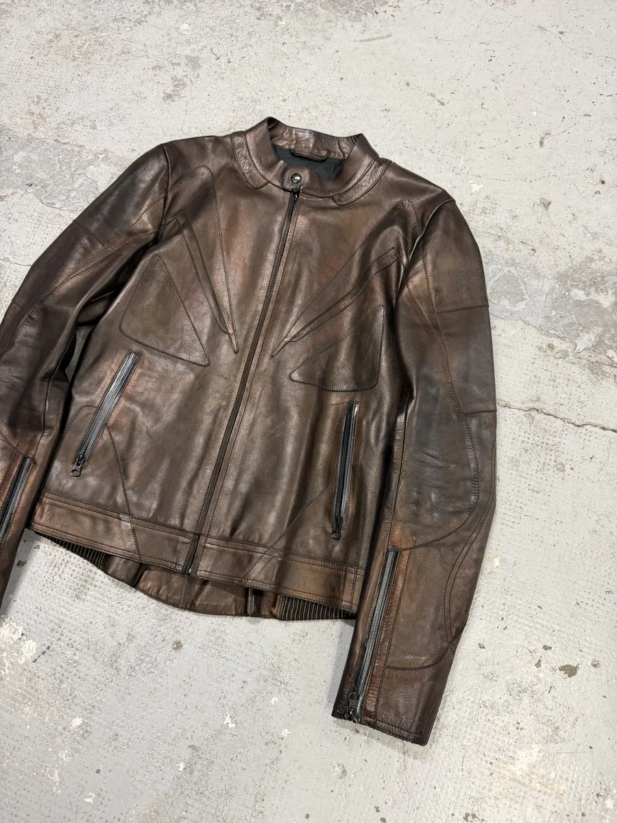 2000s Gucci Brut Avant-Garde Biker Leather Jacket by Tom Ford - Image 3