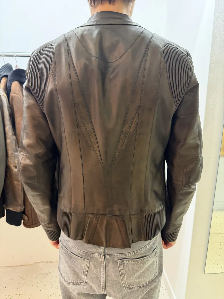 2000s Gucci Brut Avant-Garde Biker Leather Jacket by Tom Ford - Image 6