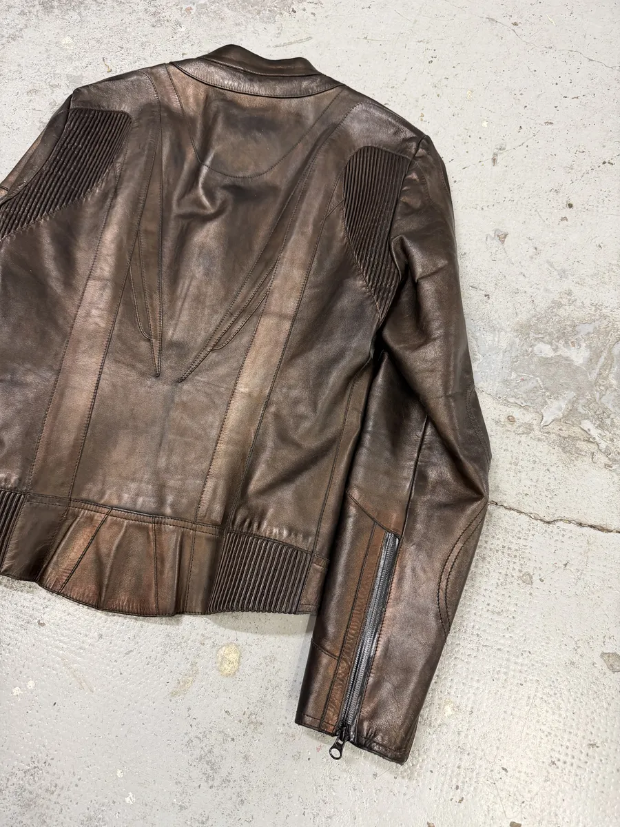 2000s Gucci Brut Avant-Garde Biker Leather Jacket by Tom Ford - Image 8