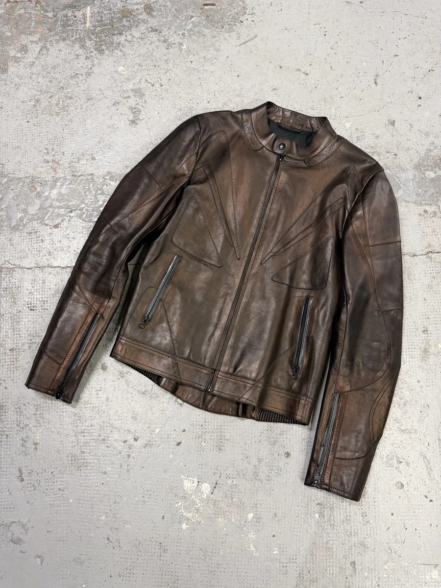 2000s Gucci Brut Avant-Garde Biker Leather Jacket by Tom Ford - Image 9