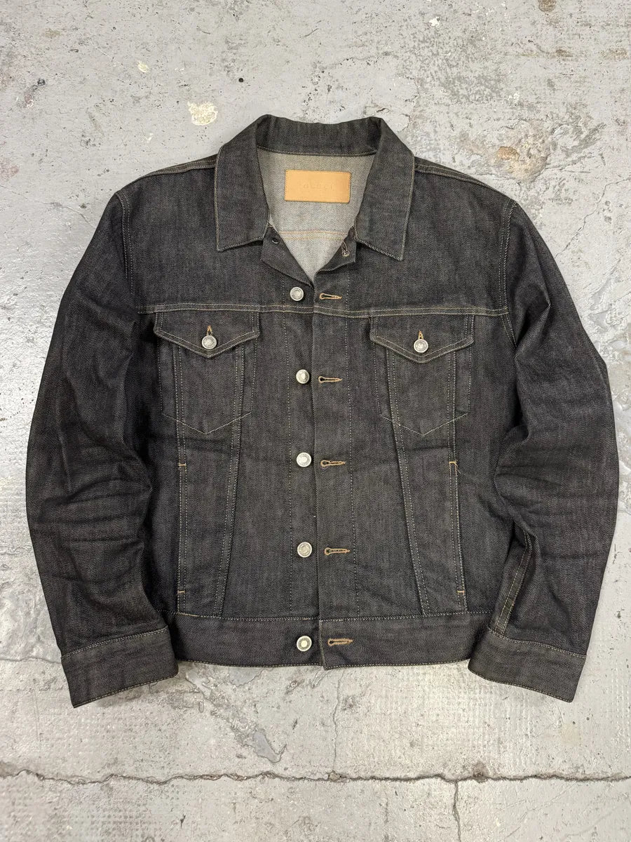 2000s Gucci Brut Structured Trucker Denim Jacket - Image 5