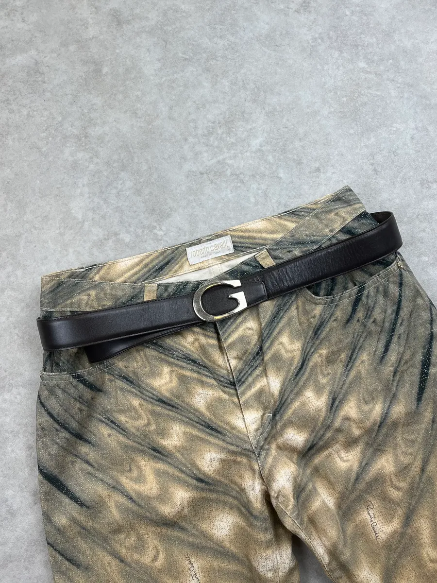2000s Gucci Dark Brown Leather Logo G-Buckle Belt