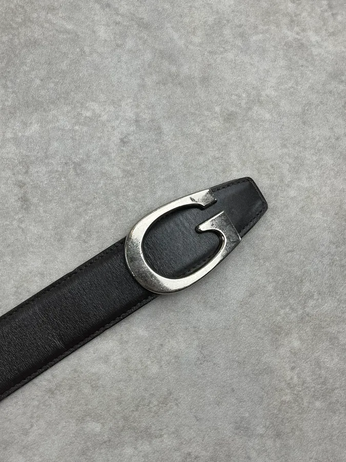 2000s Gucci Dark Brown Leather Logo G-Buckle Belt - Image 5