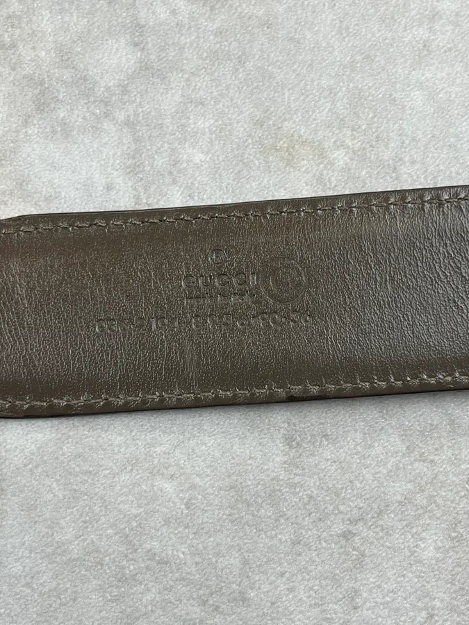 2000s Gucci Dark Brown Leather Logo G-Buckle Belt - Image 6
