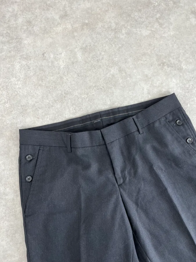 2000s Gucci Dark Grey Regular Tailored Pants - Image 4
