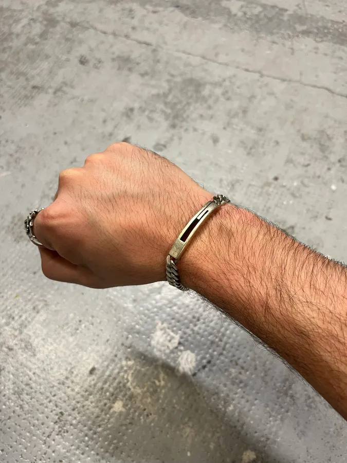2000s Gucci G Propaganda Silver Grey Bracelet