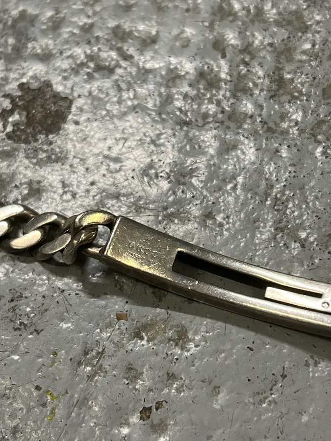 2000s Gucci G Propaganda Silver Grey Bracelet - Image 9