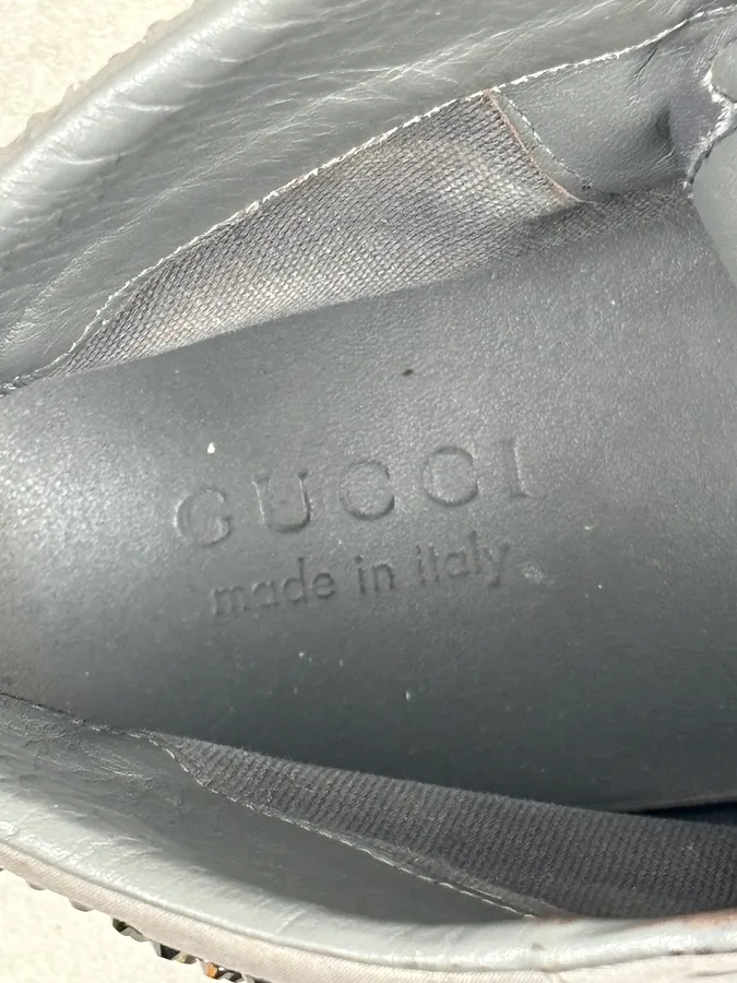 2000s Gucci Grey Leather Swarovski Crystal High-Top Sneakers - Image 18