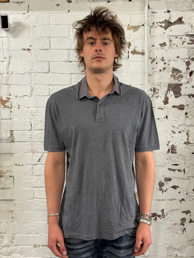 2000s Gucci Grey Minimalist Polo Shirt