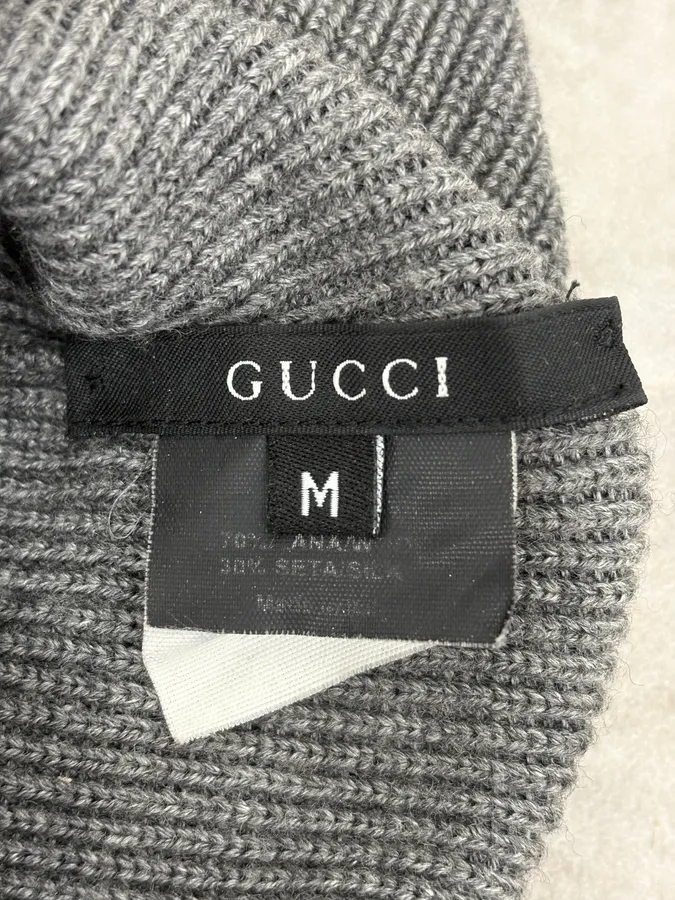 2000s Gucci Grey Signature Classy Wool & Silk Beanie - Image 6
