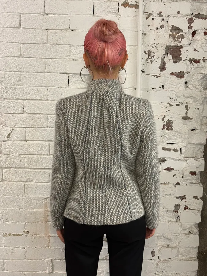 2000s Gucci Grey Tweed Minimalist Jacket - Image 2
