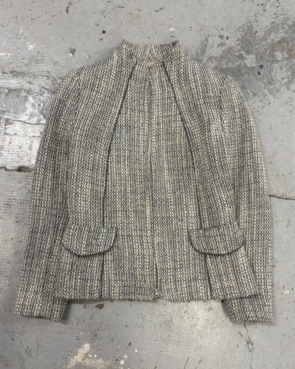 2000s Gucci Grey Tweed Minimalist Jacket - Image 3
