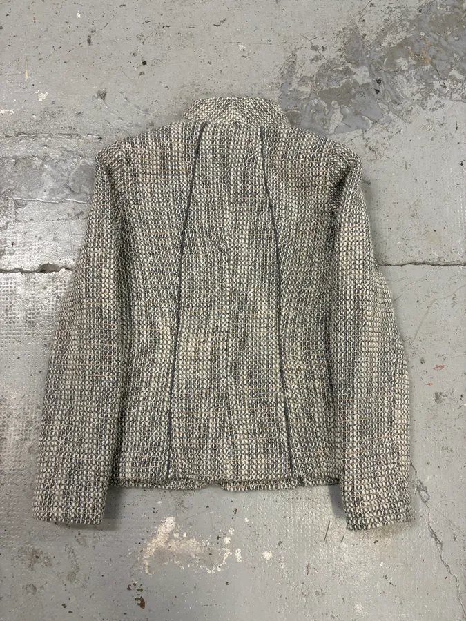 2000s Gucci Grey Tweed Minimalist Jacket - Image 6