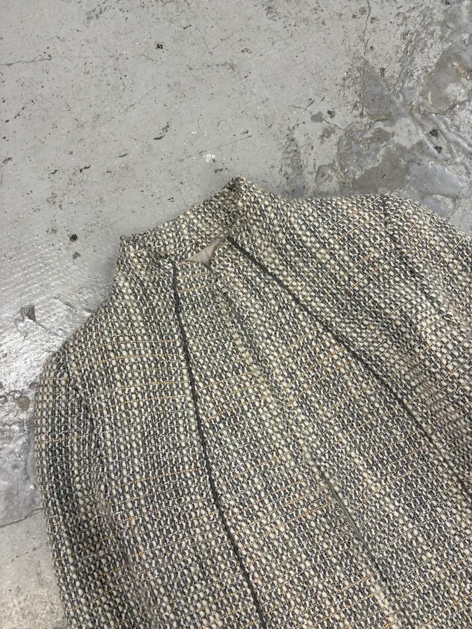 2000s Gucci Grey Tweed Minimalist Jacket - Image 7